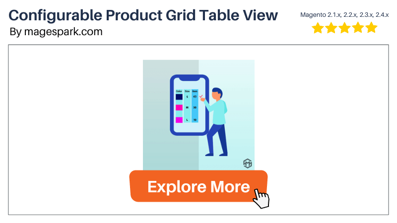 Magento 2 Configurable Product Grid Table View