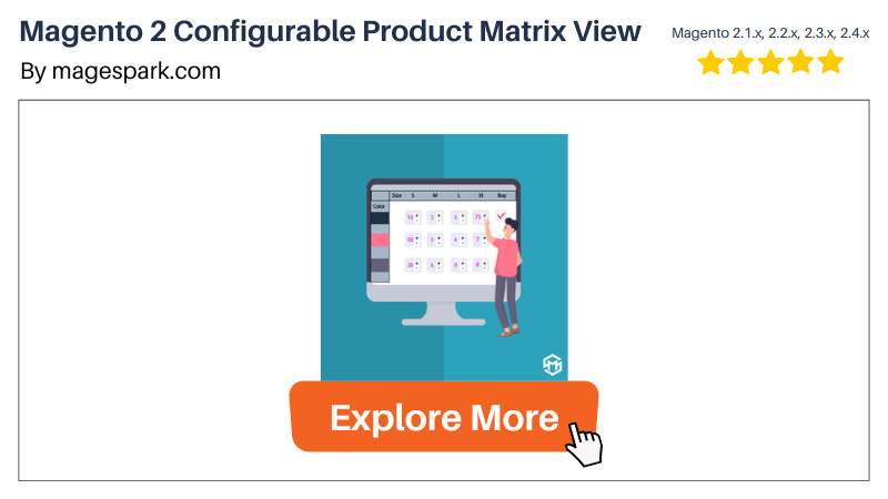 Magento 2 Configurable Product Matrix View