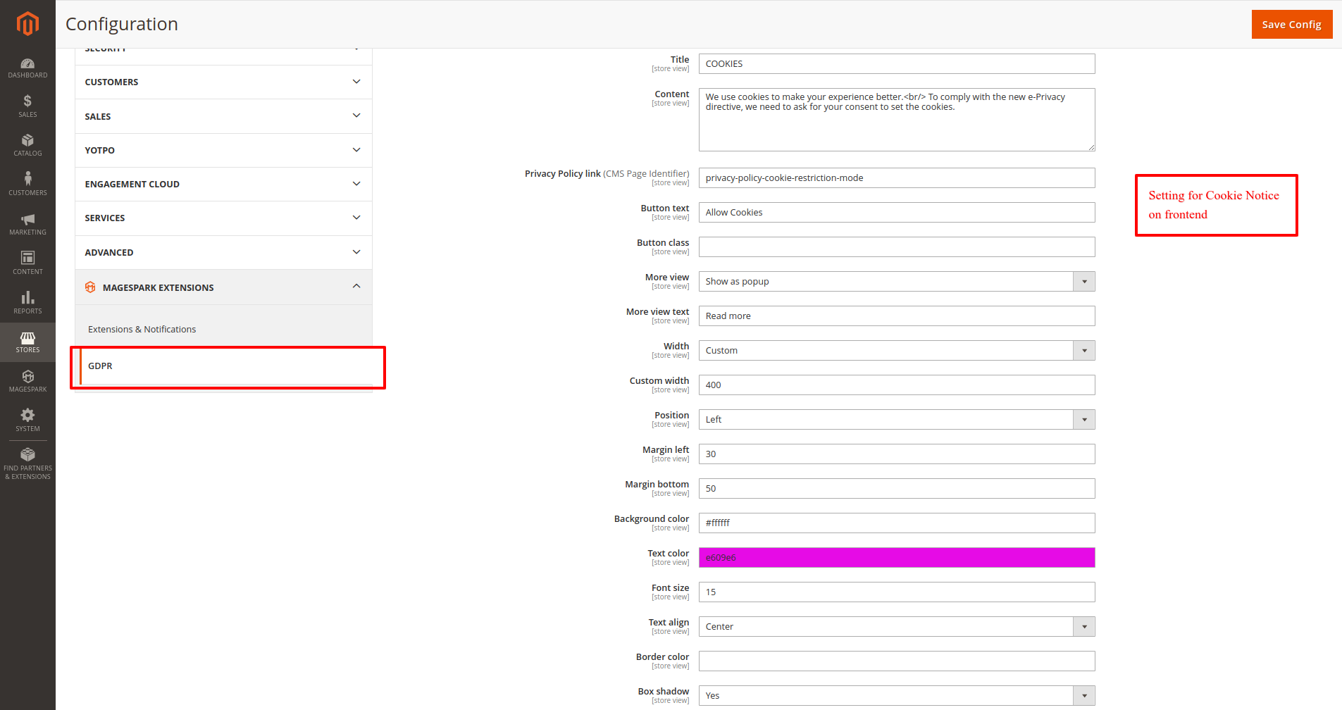 Magento 2 Cookie Notice