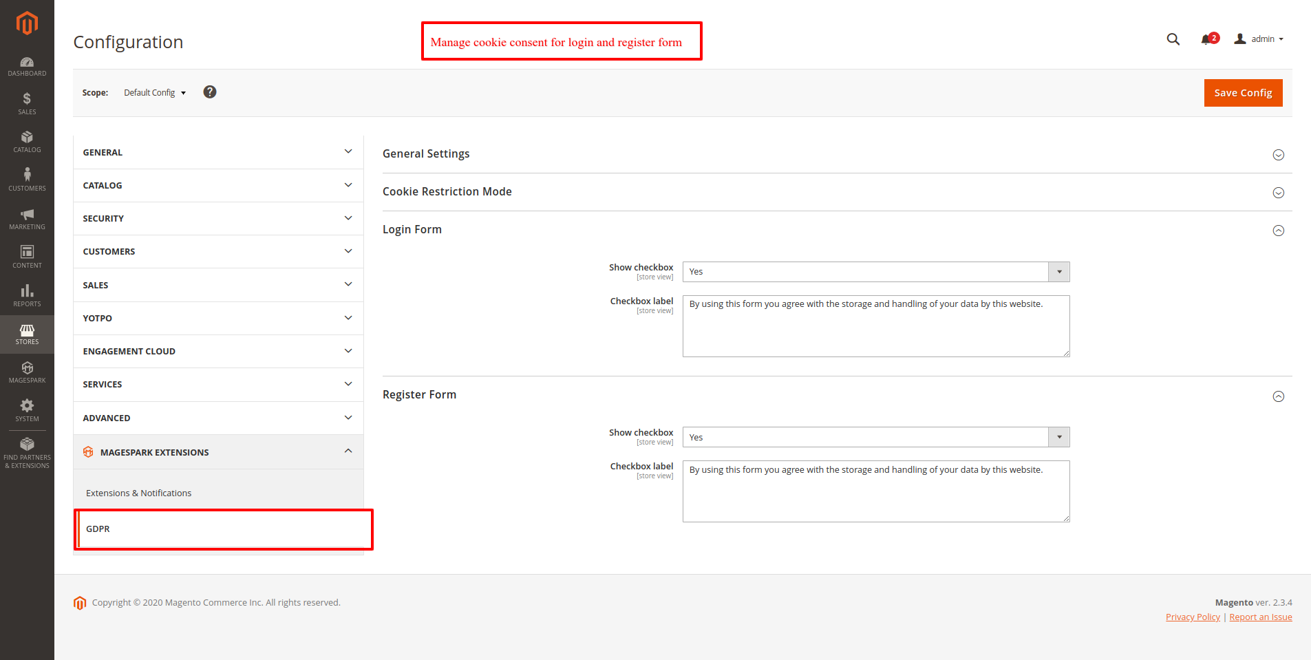 Magento 2 Cookie Notice