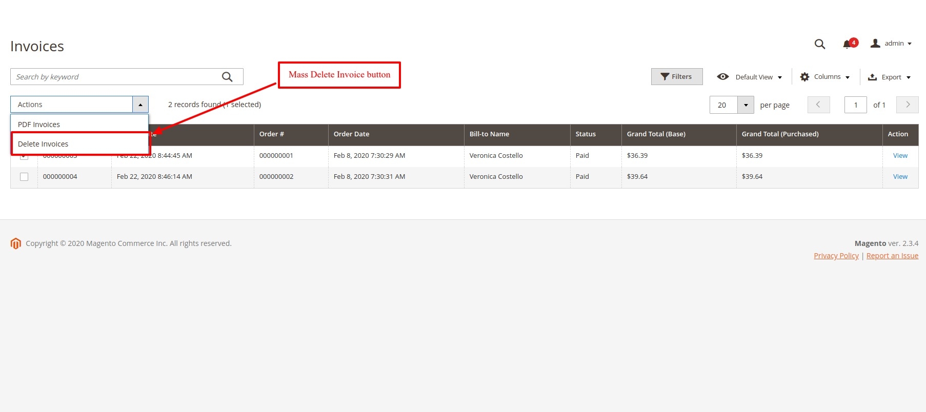 Magento 2 Delete Orders