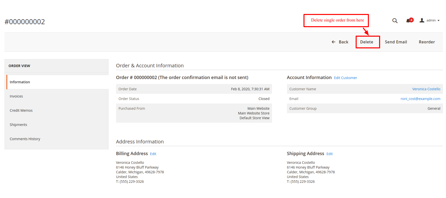 Magento 2 Delete Orders