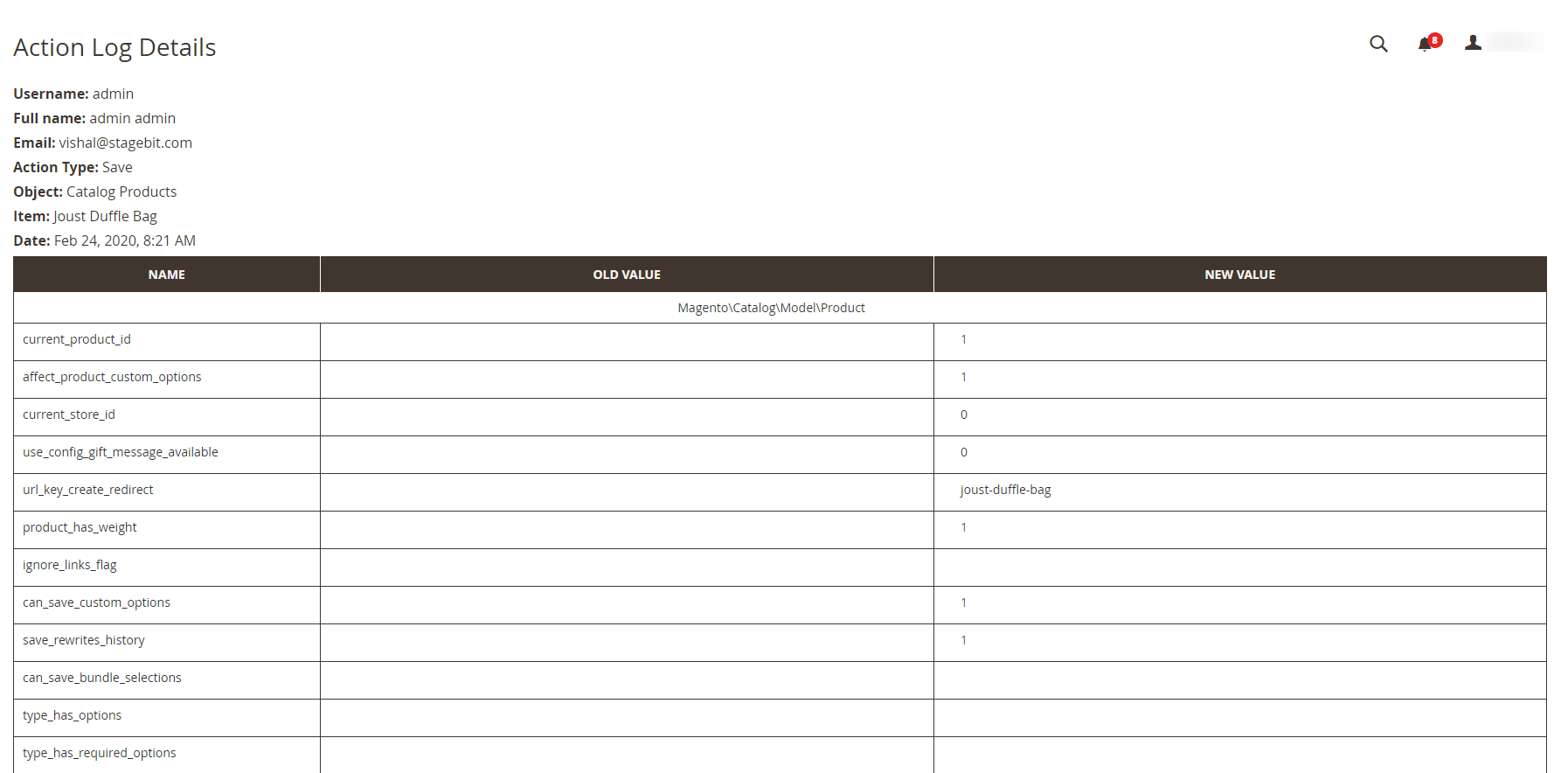 Magento 2 Admin Action Log