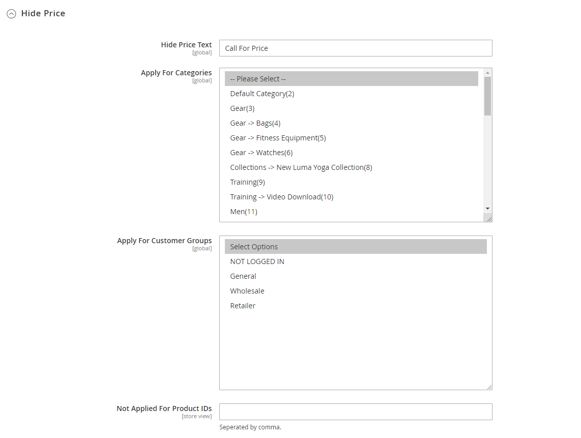 Magento 2 Advanced Hide Price