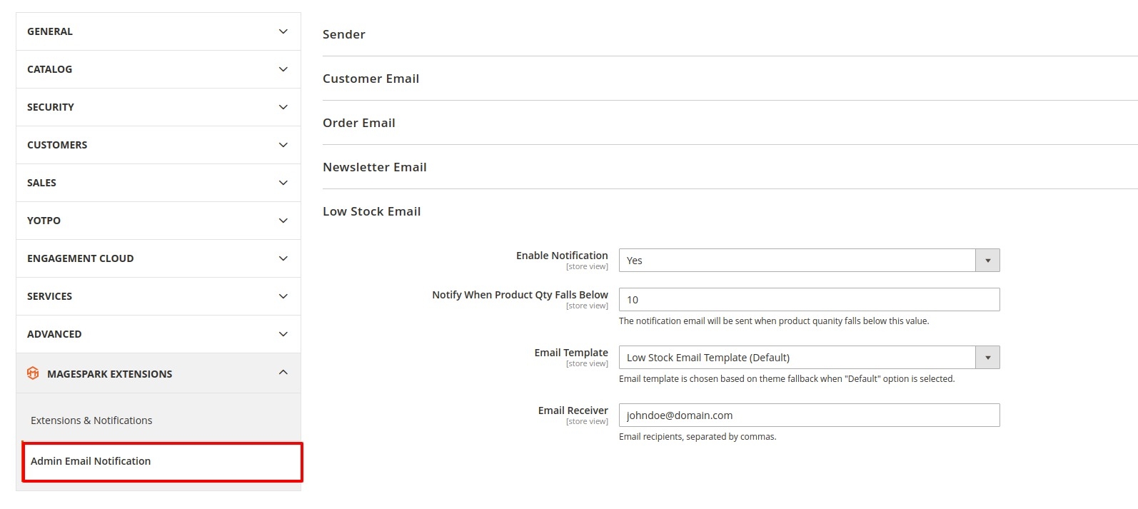 Magento 2 Admin Email Notification