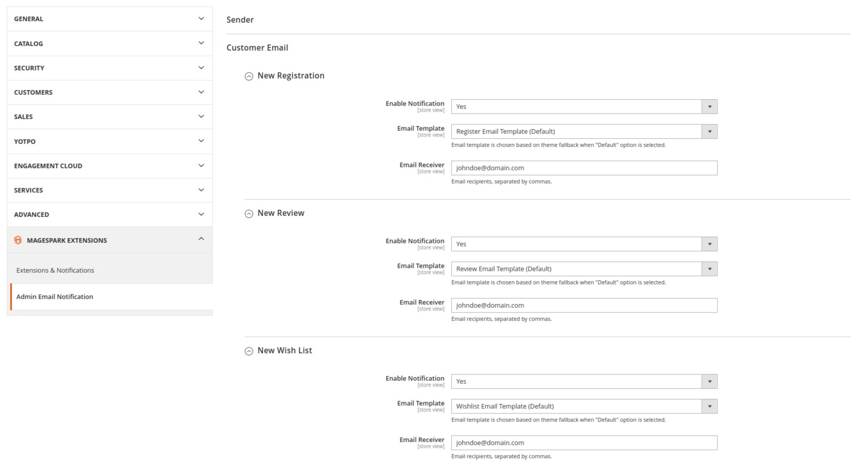 Magento 2 Admin Email Notification