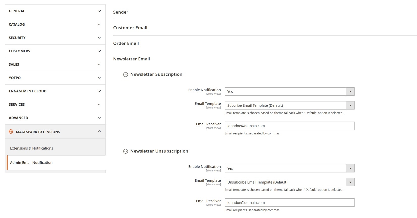 Magento 2 Admin Email Notification