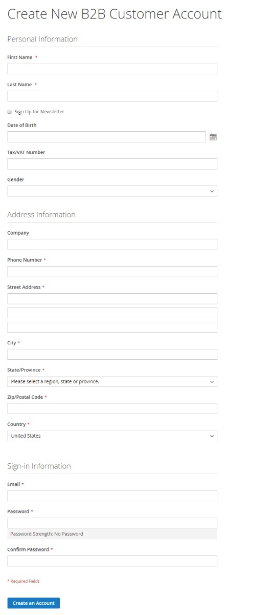 Magento 2 B2B Registration 