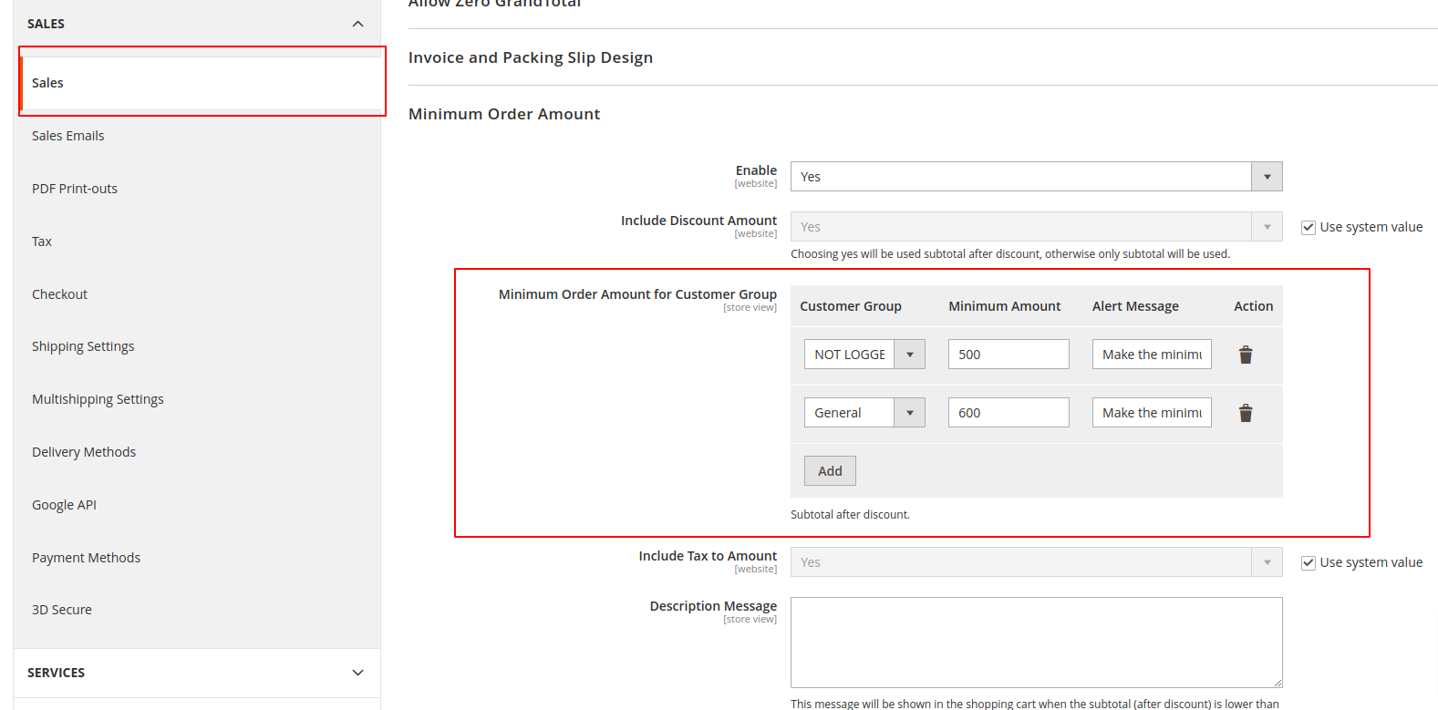 Magento 2 Minimum Order Amount for Customer Group