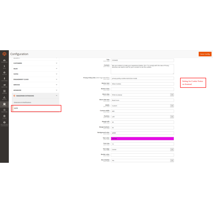 Magento 2 Cookie Notice