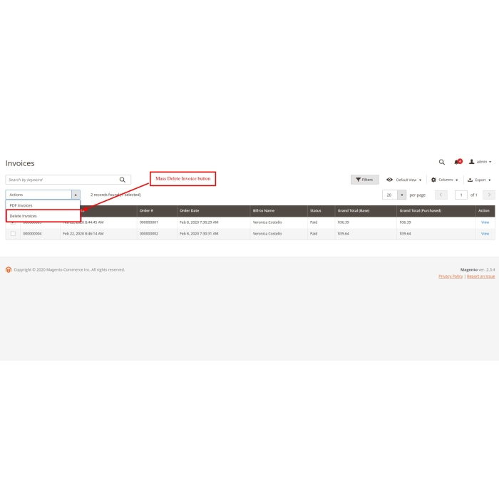 Magento 2 Delete Orders