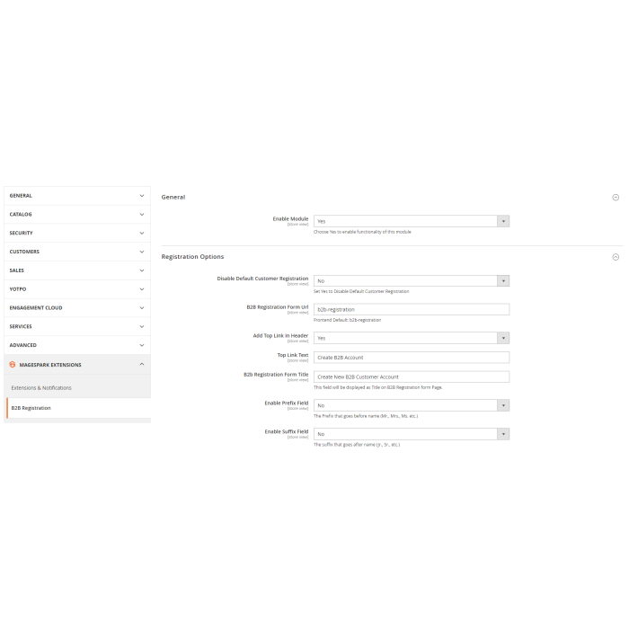 Magento 2 B2B Registration 