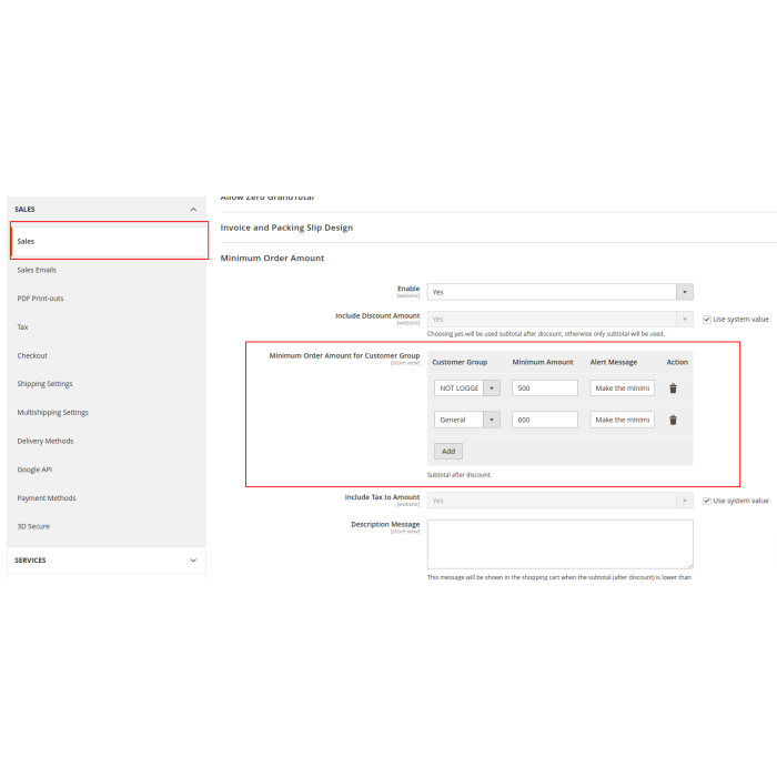 Magento 2 Minimum Order Amount for Customer Group