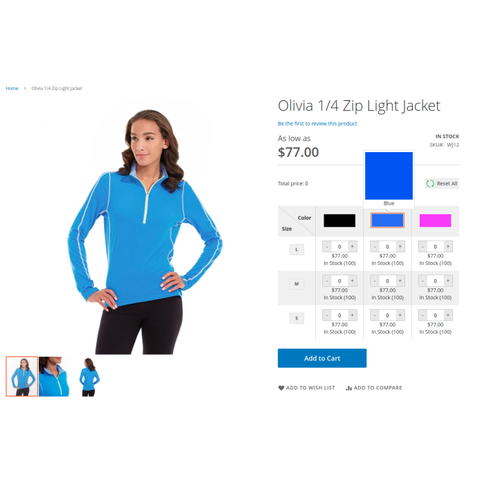 Magento 2 Configurable Product Matrix View