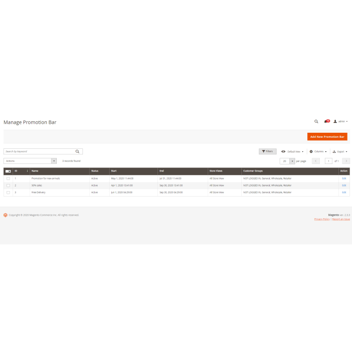 Magento 2 Promotion Bar