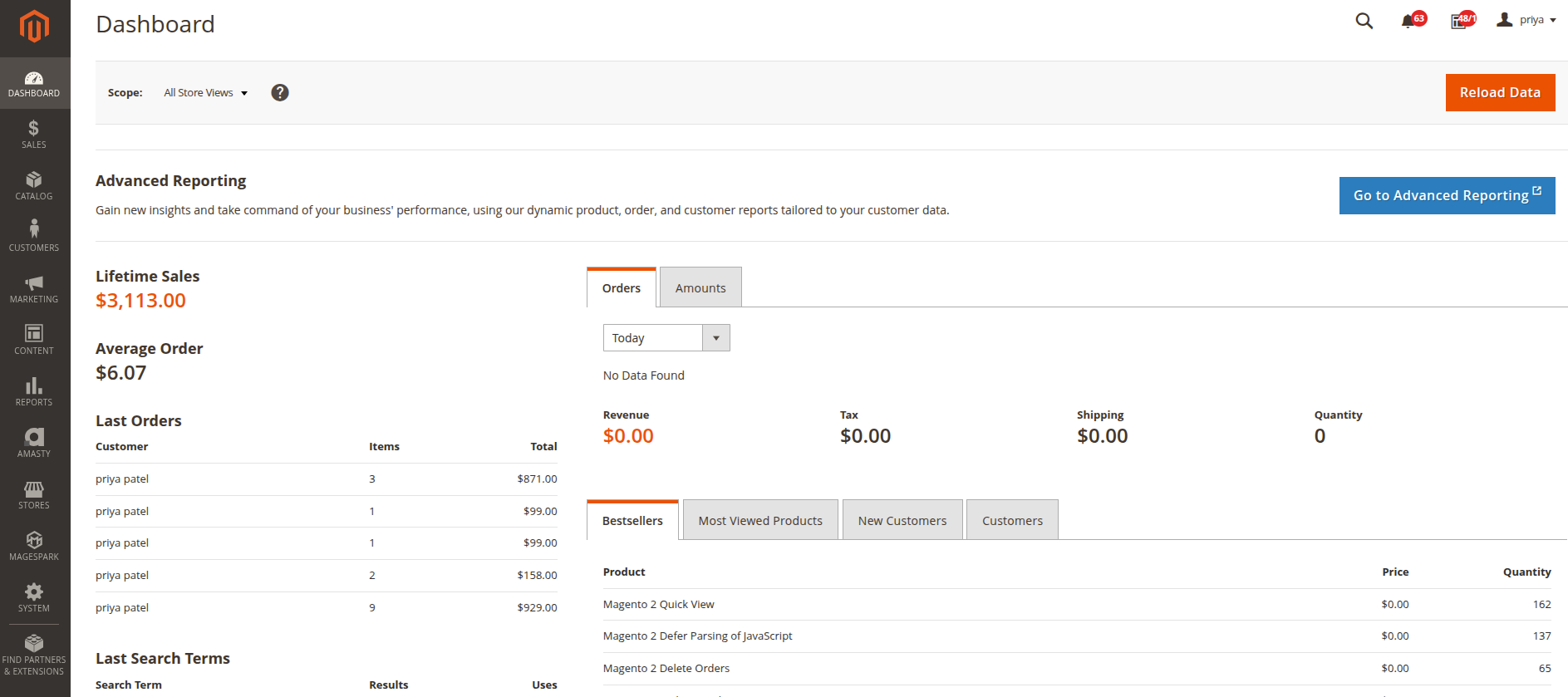 Magento Admin Panel
